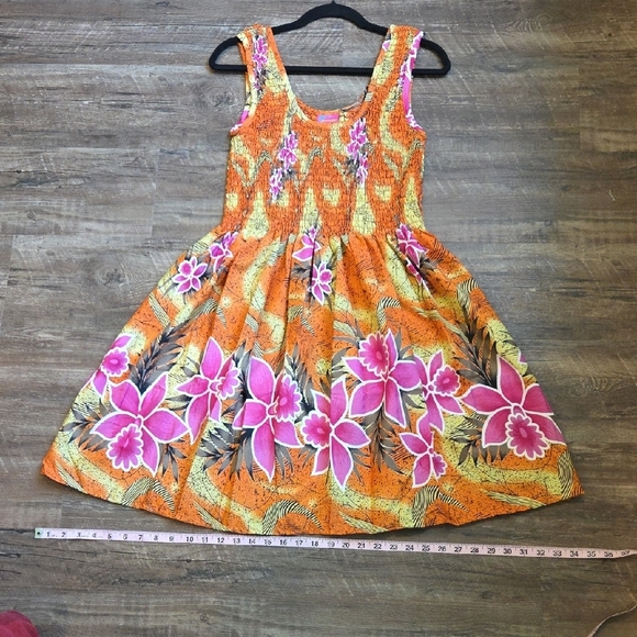 Khushbu Midi Sundress Silky Orange, Brown and Pink Pleated - Picture 8 of 8